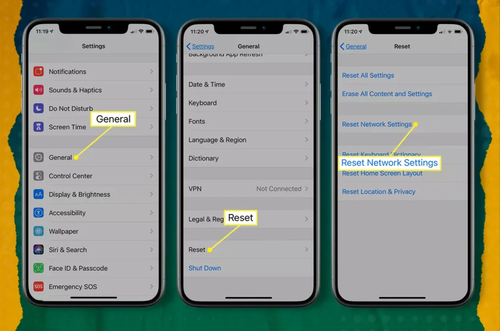 how to reset my network settings