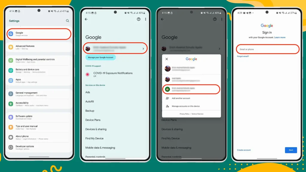 how to change your default google account on android
