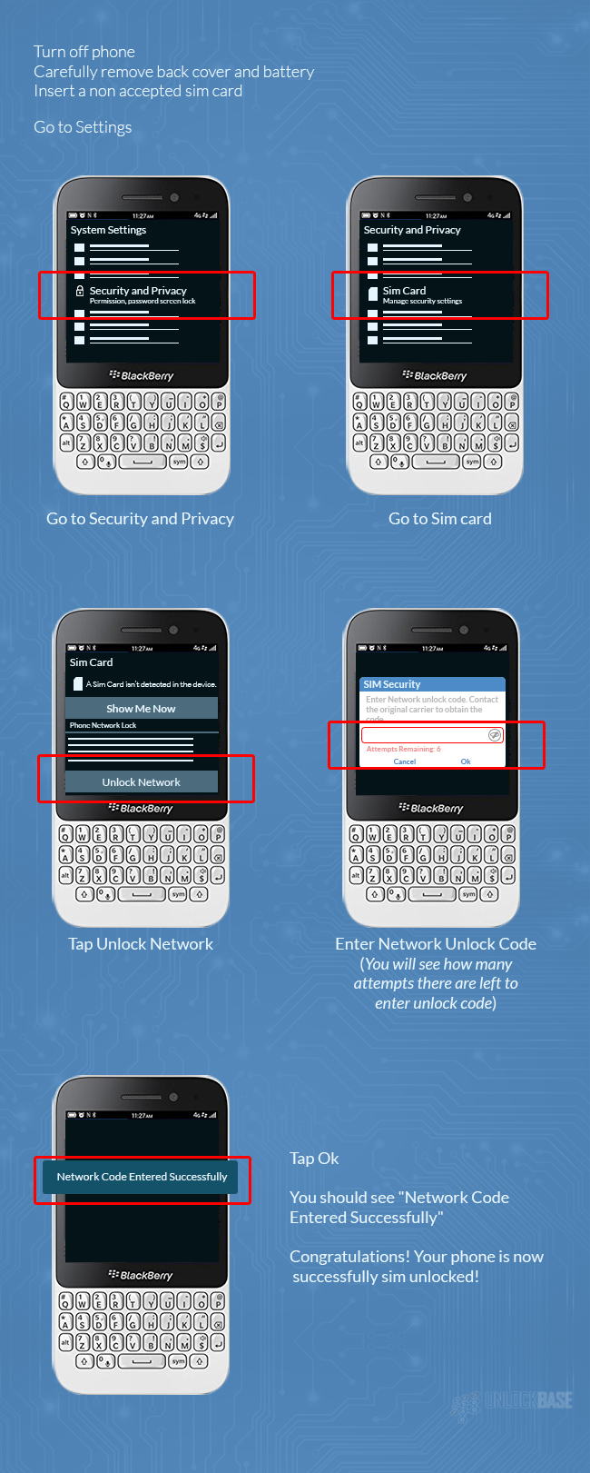 How to Enter a Permanent SIM Unlock Code for Blackberry Phone