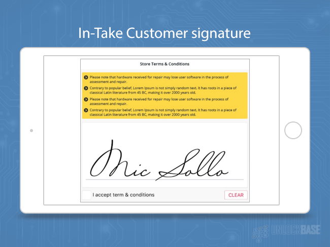 In-Take Customer Signature