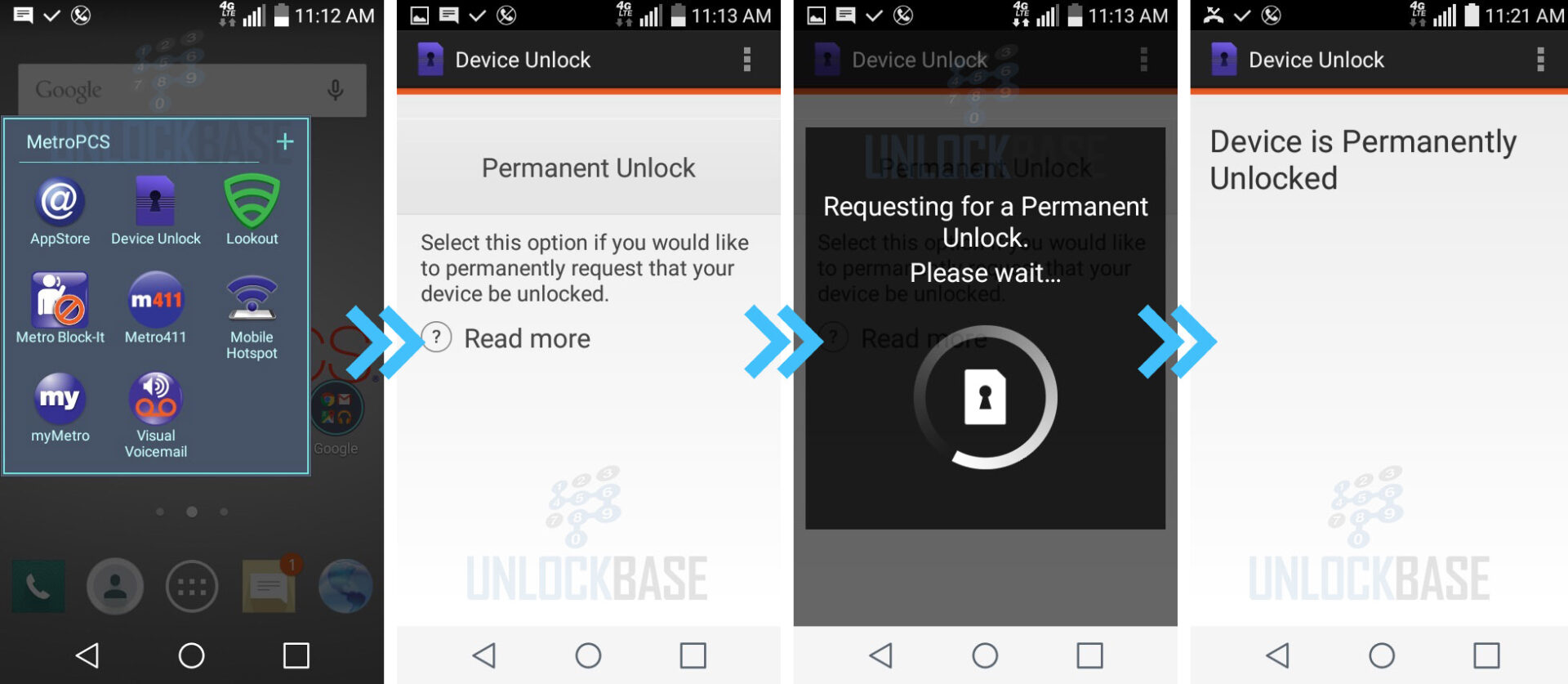 metropcs device unlock app unlock process