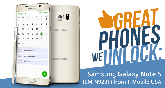 Great Phones We Unlock: Samsung Galaxy Note5 from T-Mobile USA